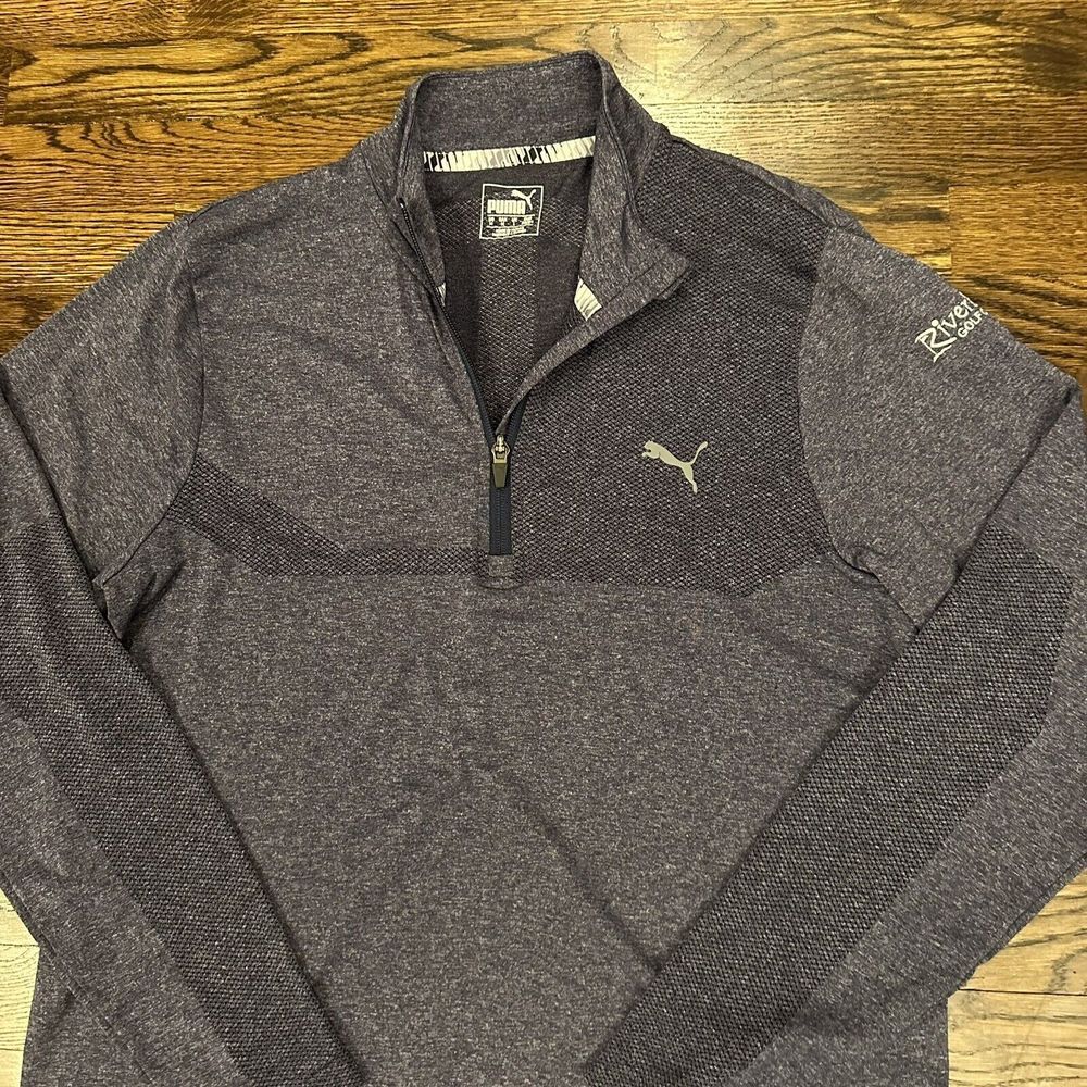 Puma 1/4 Zip Pullover Jacket Mens Size Medium Blue Collared Cell